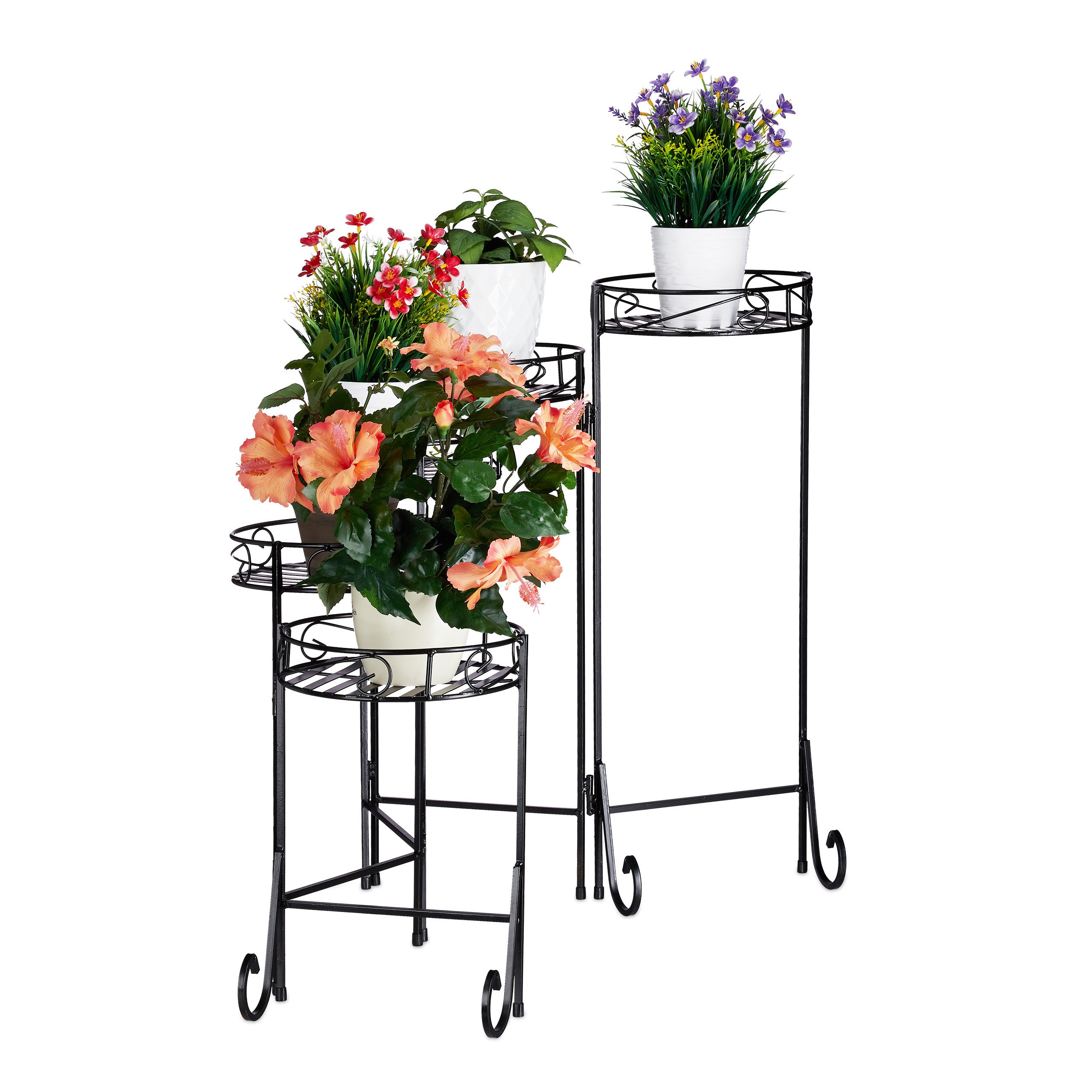 Scaffale Porta Piante A 8 Livelli Alto 126 Cm In Metallo E Legno Con Luci LED A Spettro Completo Per Interni, Mensola Per Fiori E Libri, Nero