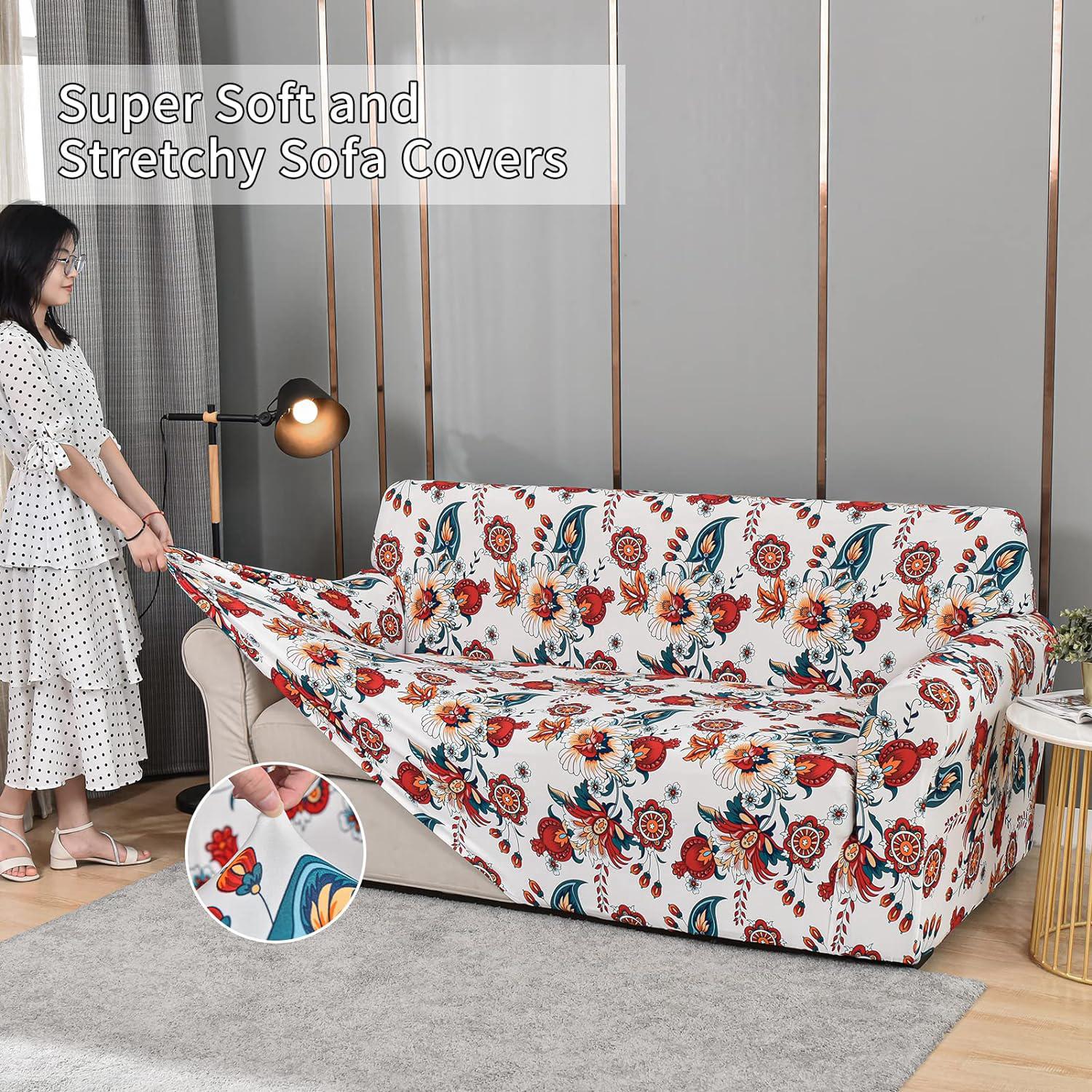 Copridivano a tre posti, copridivano elasticizzato con braccioli