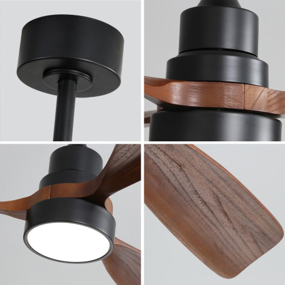 Ventilateur de plafond en bois 48 pouces avec LED, 3 pales en bois et moteur DC silencieux - 6