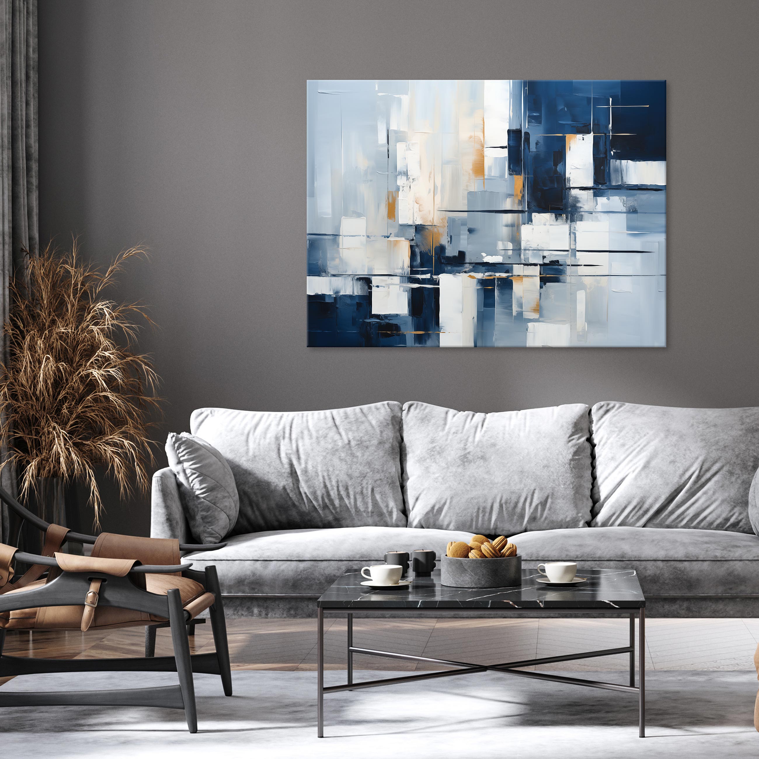 Impressão em tela abstrata Boho Arte moderna 40x30 cm XXL Arte de parede Imagem para sala de estar Quarto Pronto - 2