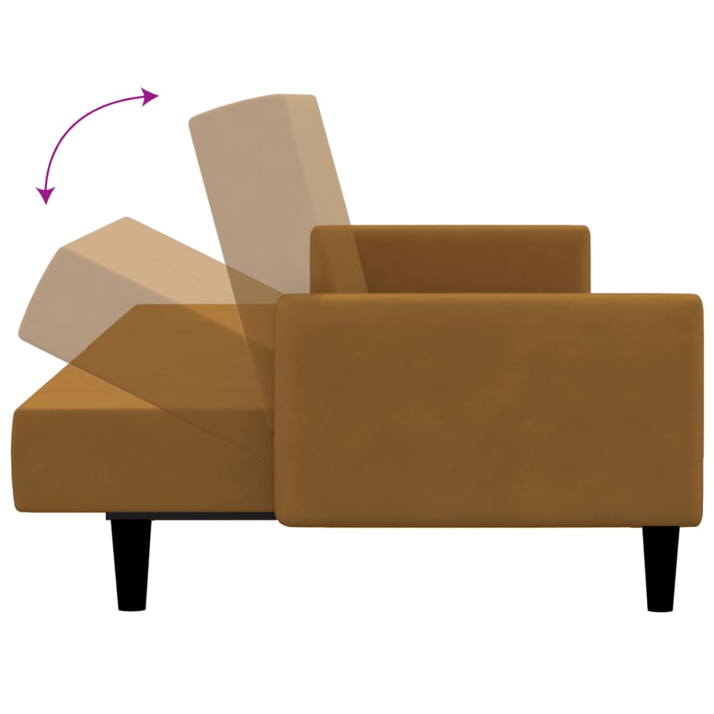 Canapé-lit | Lit simple | Canapé convertible à 2 places marron velours CFW36147 - 7