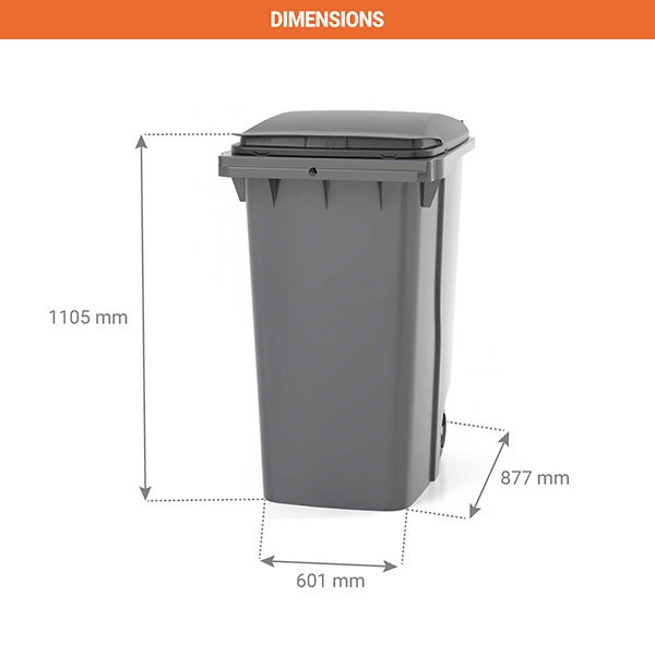 Contenitore per rifiuti da 360 litri con maniglia anteriore - Colore del coperchio Grigio antracite - 620 x 850 x 1095 mm - 210006GAGA - 2