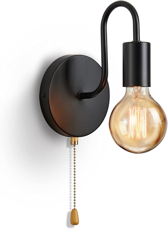 Wewnętrzna lampa ścienna z wyłącznikiem industrialna lampa ścienna w stylu vintage czarne żelazo Oświetlenie wewnętrzne do sypialni korytarza salonu