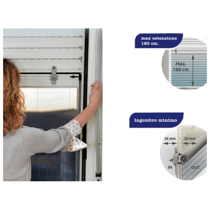 Mosquitera vertical universal con acabado marrón para persianas enrollables motorizadas stop inset - tamaño 100x160 cm