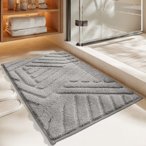Tappeto Bagno Antiscivolo In Microfibra 60x40 Cm – Assorbente E Lavabile In Lavatrice, Grigio