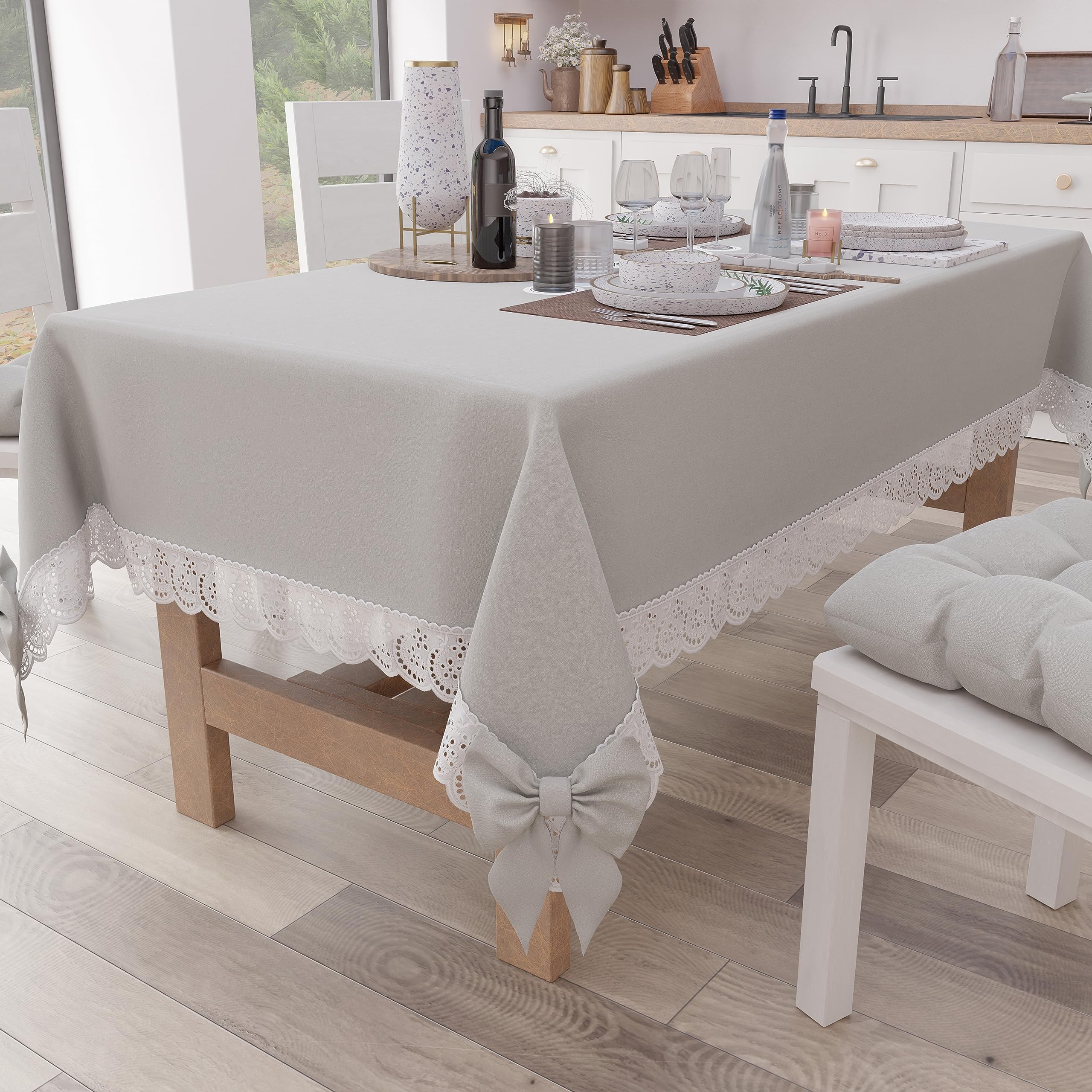 PETTI Artigiani Italiani - Tovaglia Antimacchia Rettangolare Copritavolo Cucina Disegno Geometrico Vietri Tortora X6 Posti (140x180 cm) 100% Made in I | Leroy Merlin