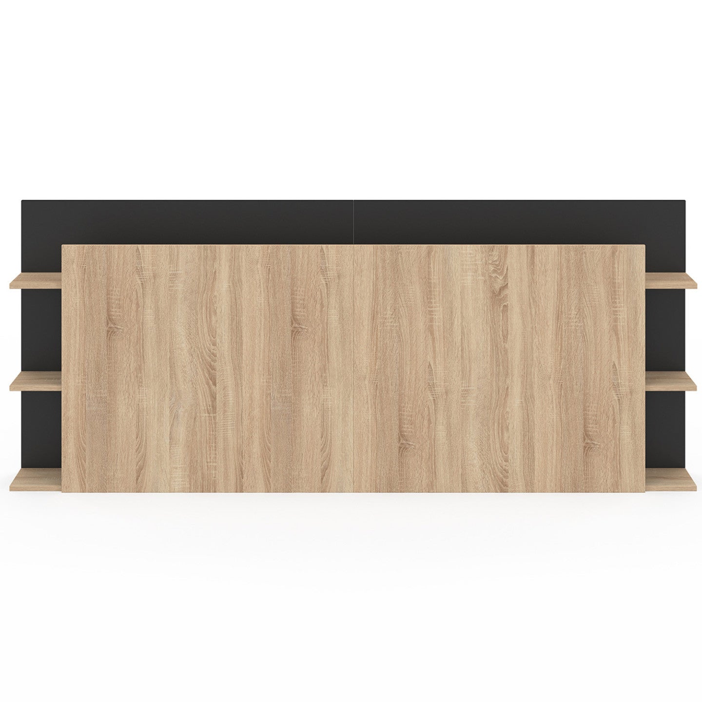 Tête de lit sur pied CIRI pour lit 140 et 160 cm avec rangements bois et noir - 3