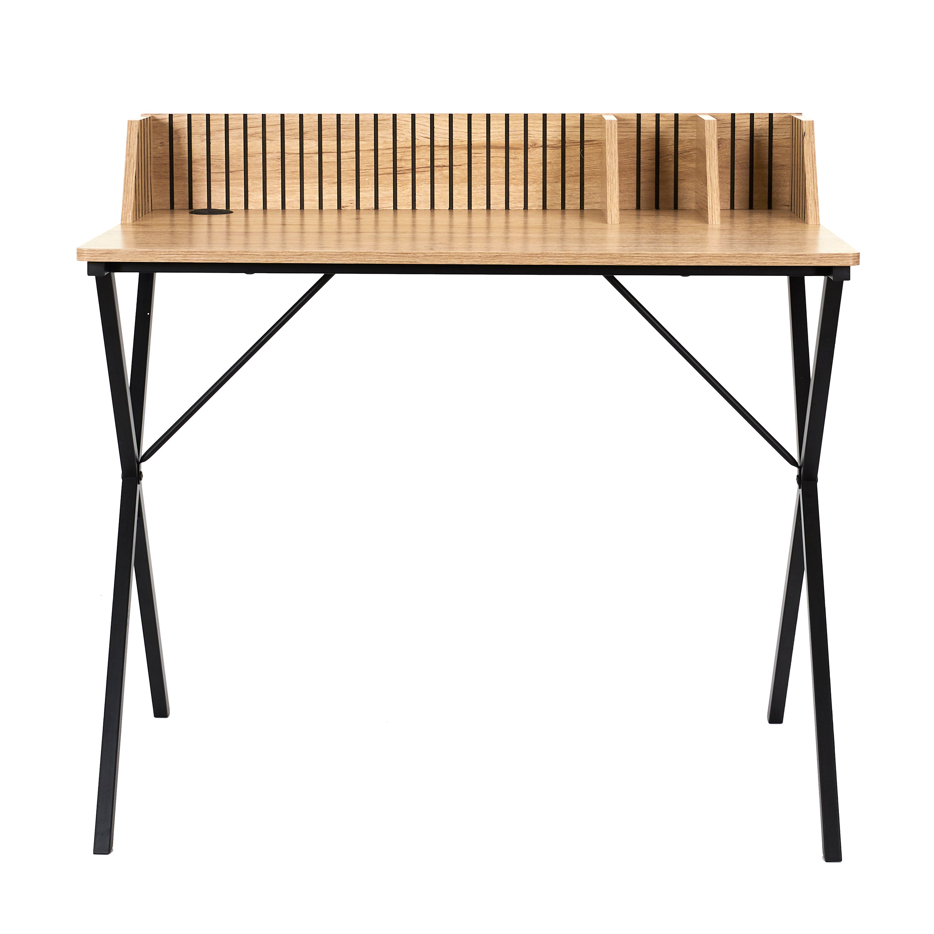 Bureau - HOME DECO FACTORY - Klaus - Élégant - Pratique - Marron et Noir - 2