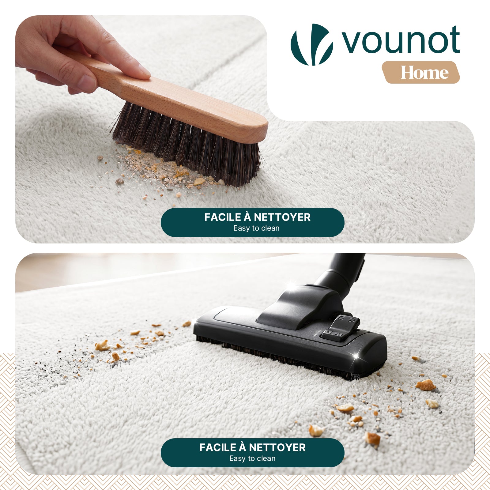 VOUNOT® Alfombra Moderna para Salón 160x230 cm, Crema - 7