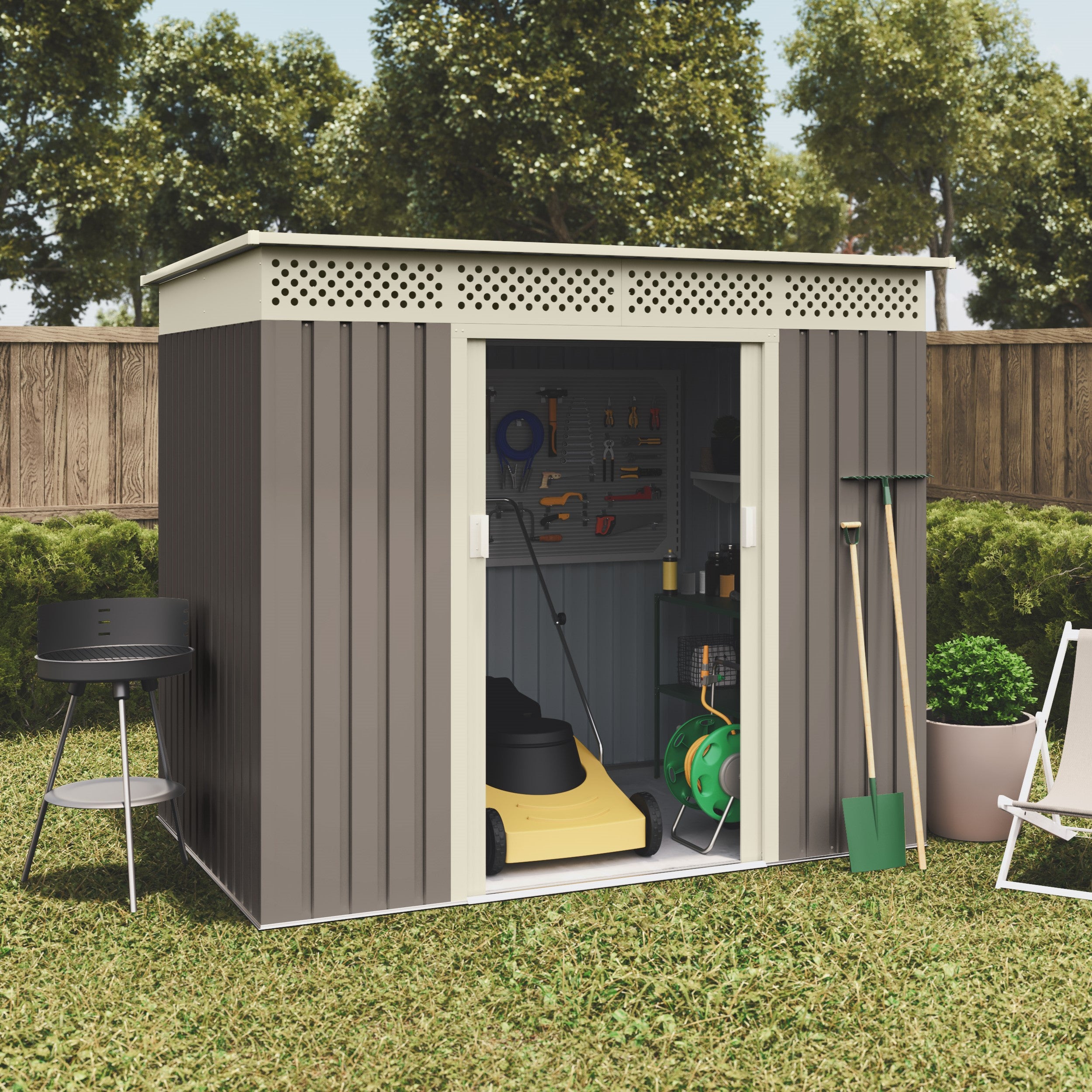 Abri de Jardin en Métal Nykop 3.02m2 - Garantie 10 Ans - 213x142x184cm. Remise Métal - 2