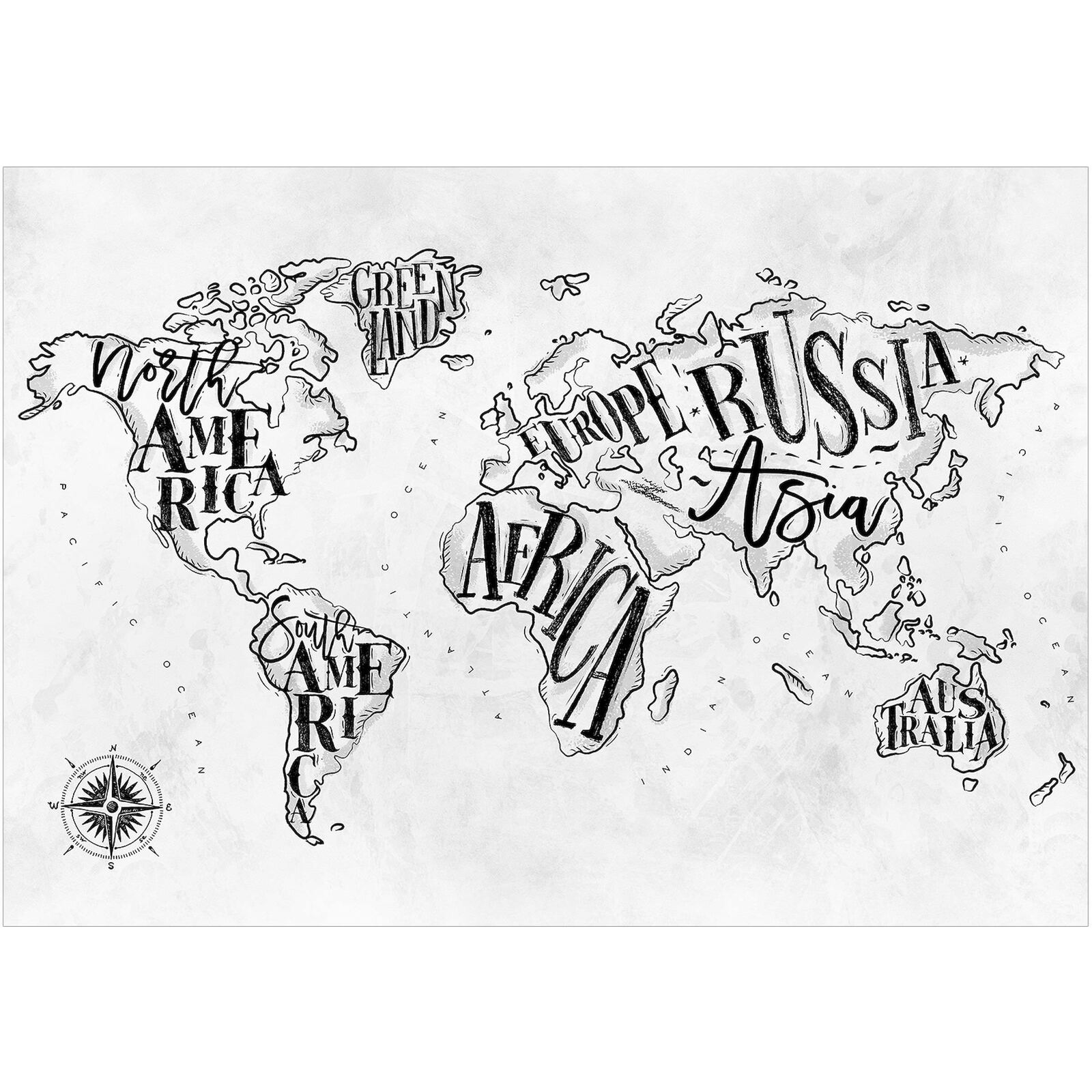 Papier peint adhésif Continents rétro - 343 x 245 cm - 2