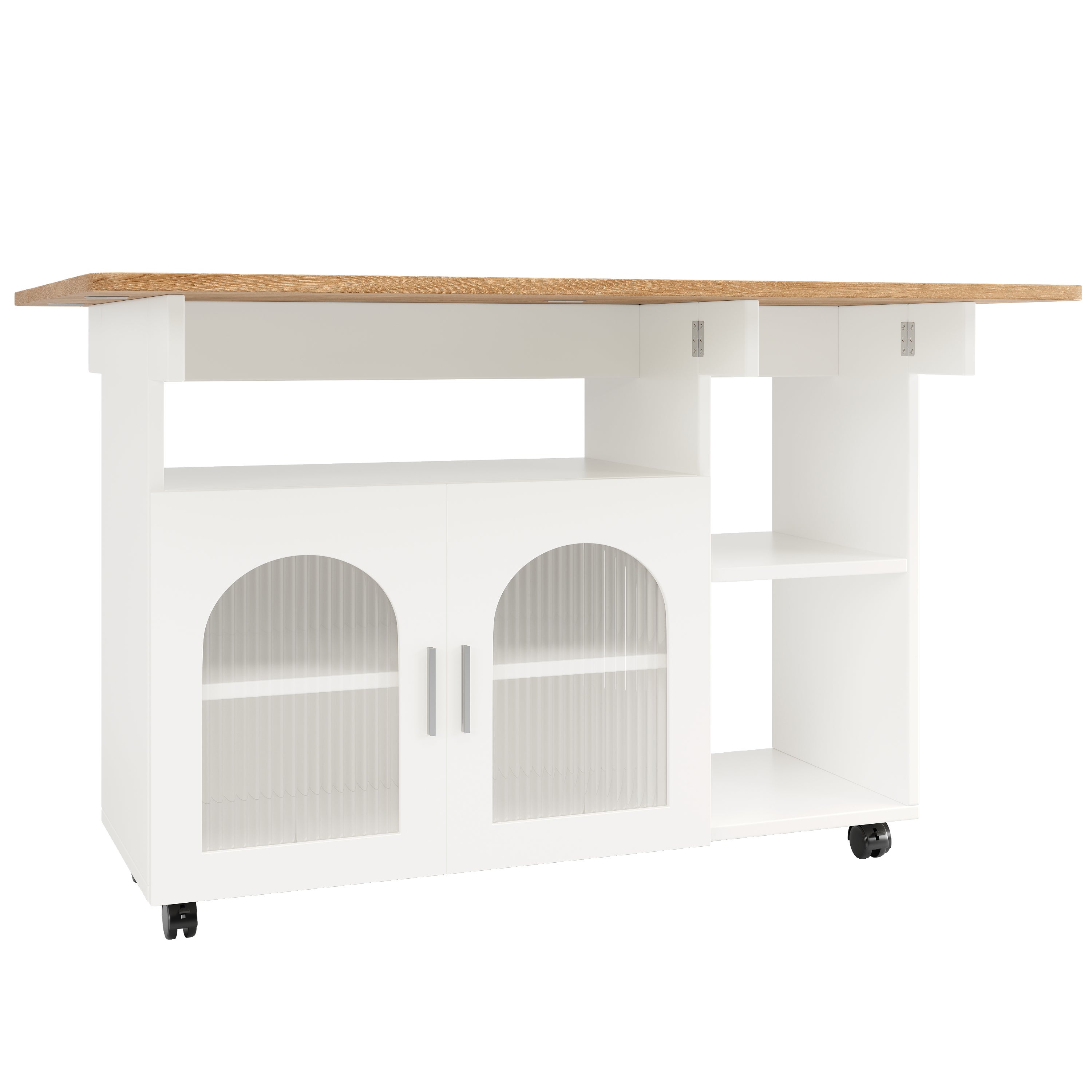 Îlot de cuisine 120x30x79,5 cm, desserte de cuisine avec rangements, buffet, table de salle à manger multifonction, MDF, blanc - 9