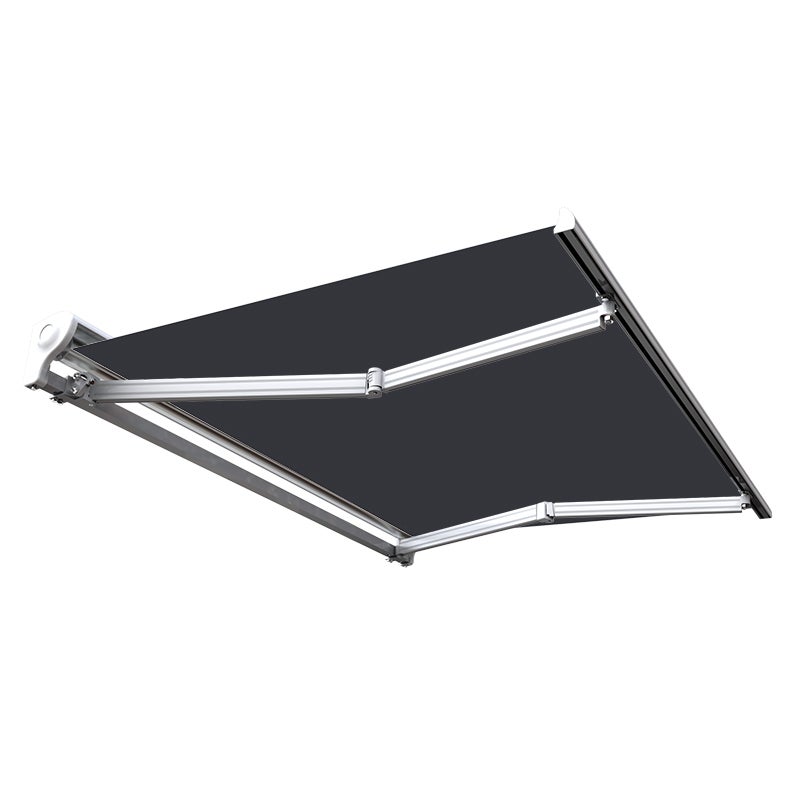 Tenda da sole motorizzata e manuale 4 x 3 m a mezzo cassonetto per terrazza - Grigio antracite - 5