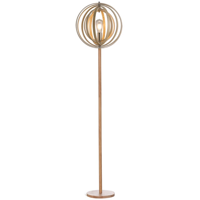 Lampadaire sur pied - HOMCOM - circulaire 40 W max abat-jour bois naturel éclairage salon - bois - Ø 38x160cm