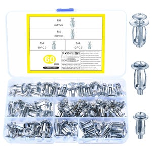 Kit Fissaggio Per Cartongesso AERZETIX – 10 Tasselli Acciaio 15x29 Mm, 10 Viti, 10 Rondelle E 2 Inserti PZ2/PZ3, Per Fai-da-te E Ristrutturazioni