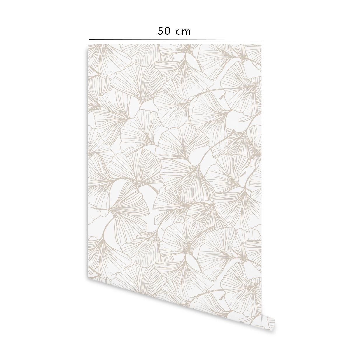 Carta da parati adesiva gingko ecru e bianco in vinile lavabile e rimovibile - 1 rotolo 50x300 cm - Decochic - 3