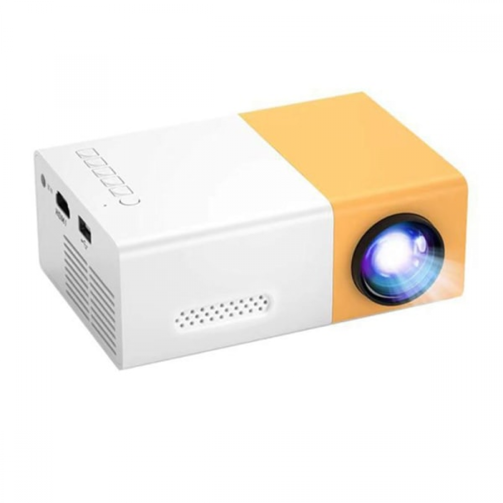 Żółty mini projektor, projektor LED Full HD do telefonu komórkowego do kina domowego, do użytku na zewnątrz