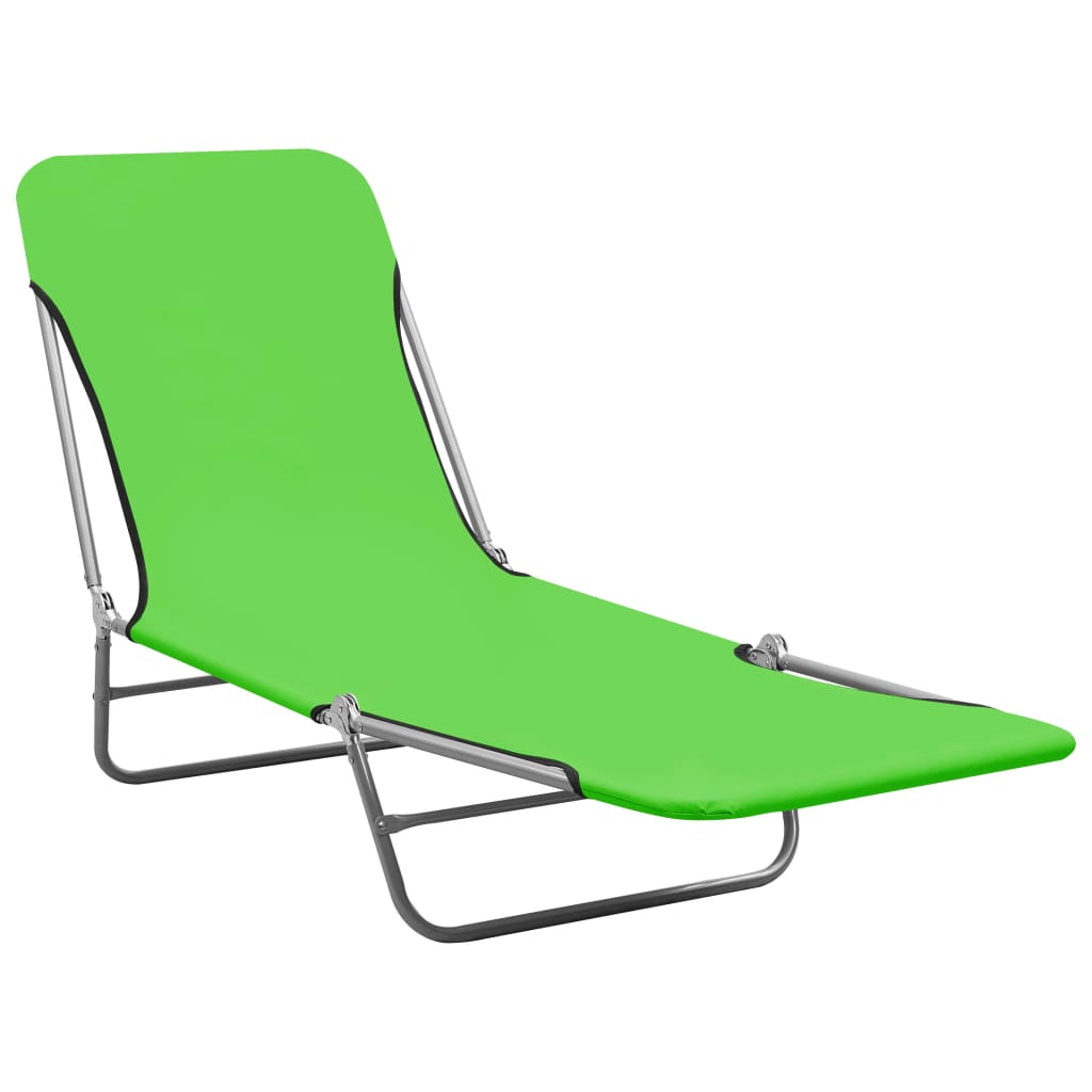 Chaises longues pliables 2 pcs Acier et tissu Vert - 2