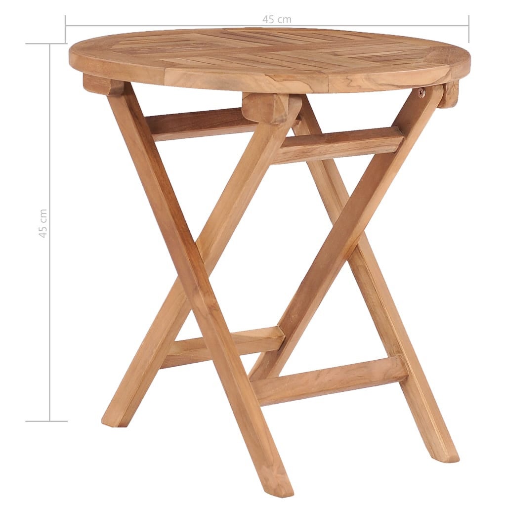 Table pliable de jardin 45cm Bois de teck solide - 7