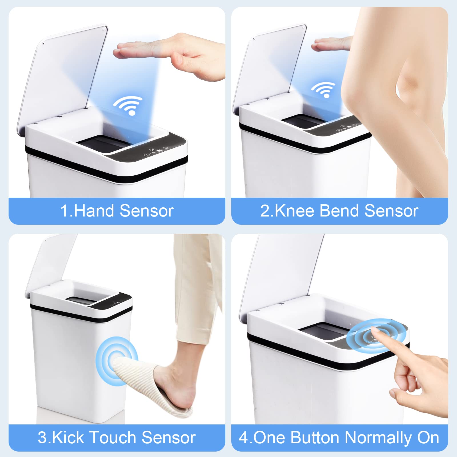 Poubelle anti-odeurs avec couvercle, 12 L, panier à déchets à capteur intelligent, baril d'emballage de salle de bain, pour salle de bain et salon - 4