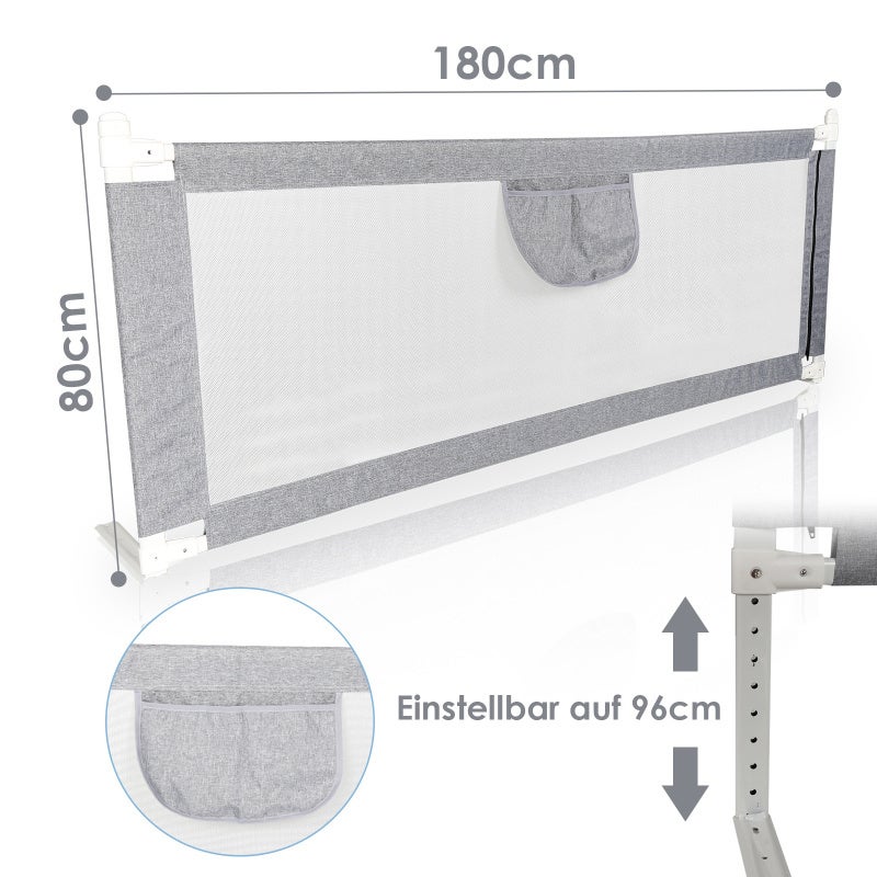 Trilho de cama extra largo de 180 cm, acessório de proteção para cama de criança para meninos e meninas - 2