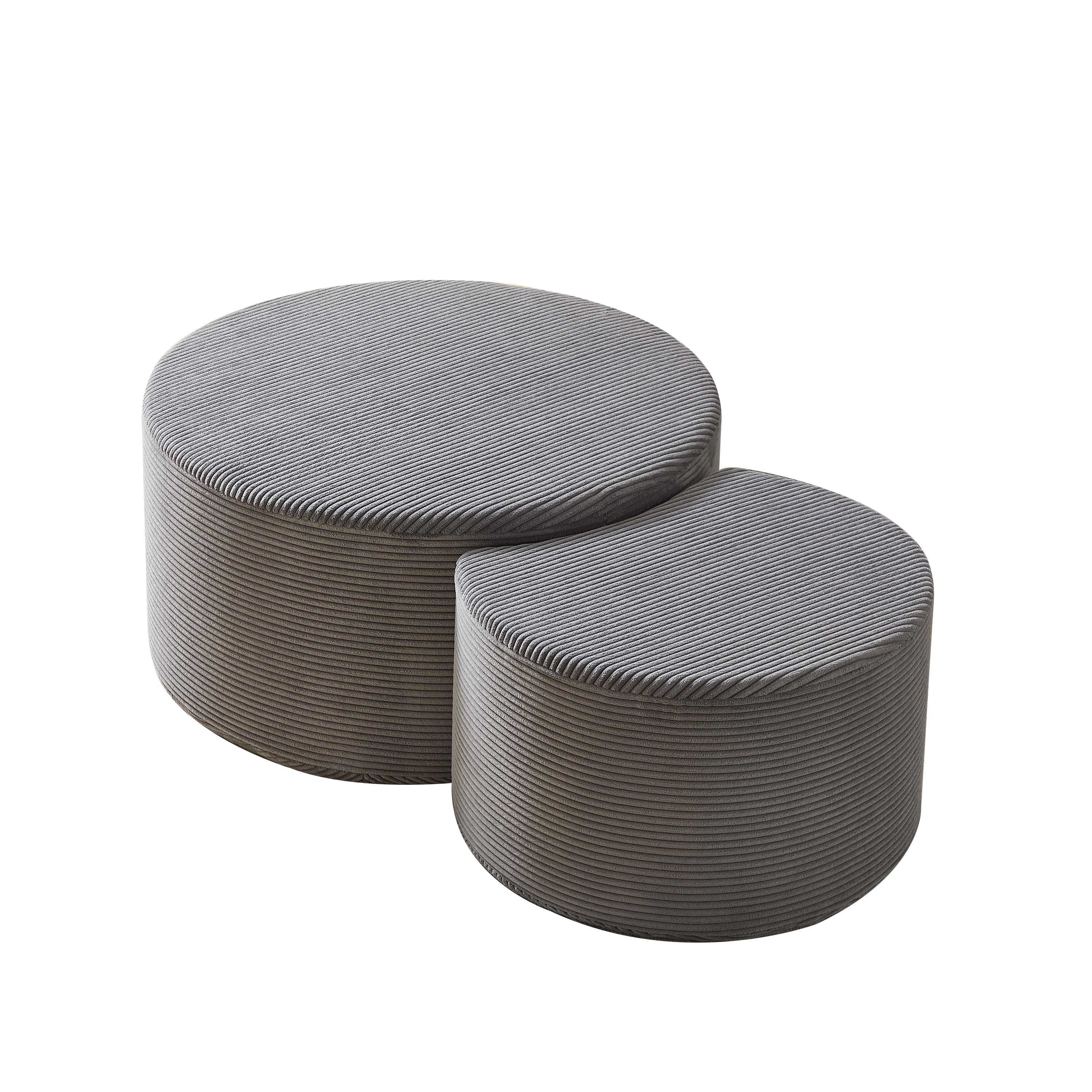 Set de 2 tables basses poufs ronds - Structure souple sans cadre ...