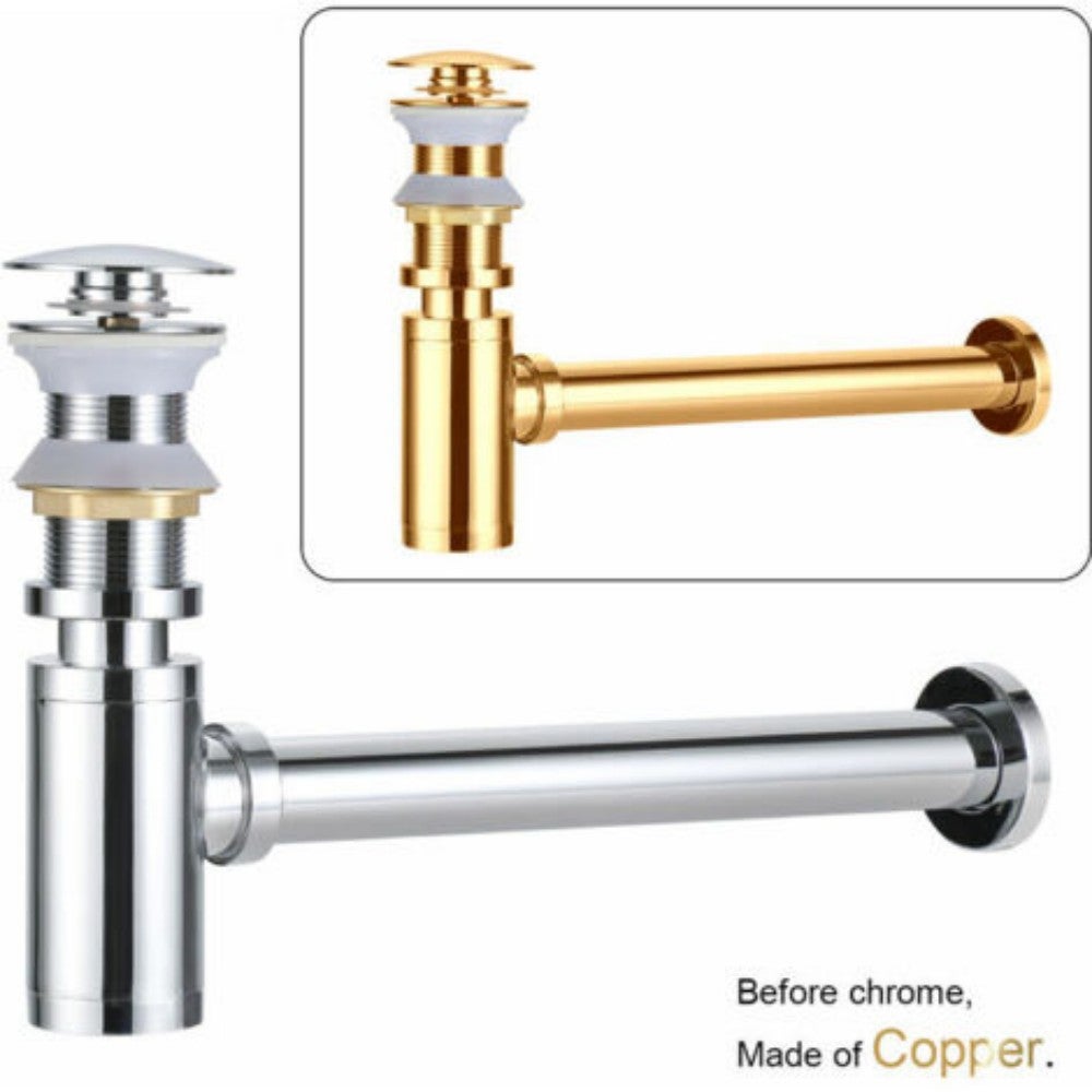 Sifone Per Lavabo Con Troppopieno Pop Up Lonheo - Cromo, Acciaio Inox