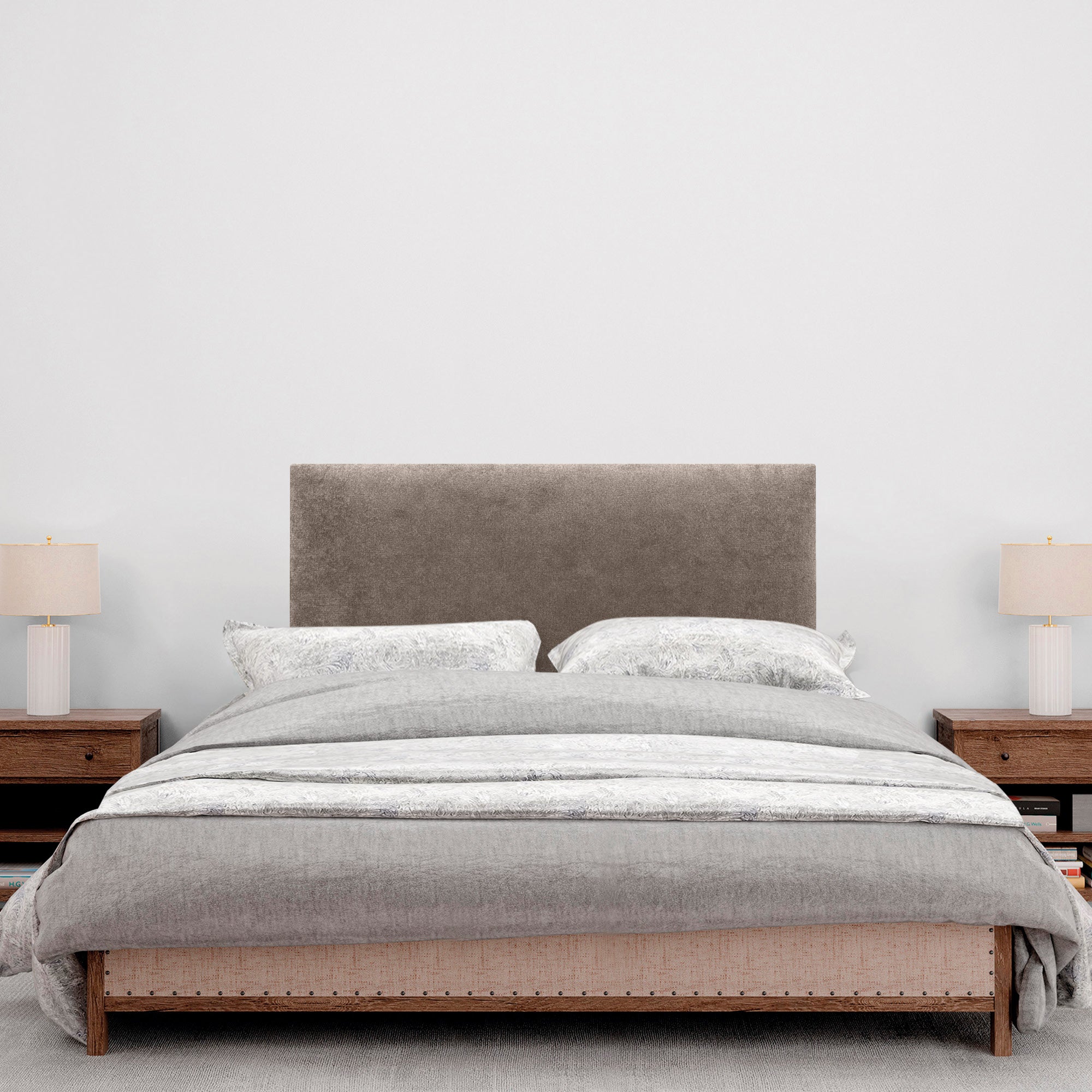 DHOME Cabecero de Tela AQUALINE Liso cabeceros Cabezal tapizado Cama Lujo (Tela Marrón, 105cm (Camas 80/90/105)) - 4