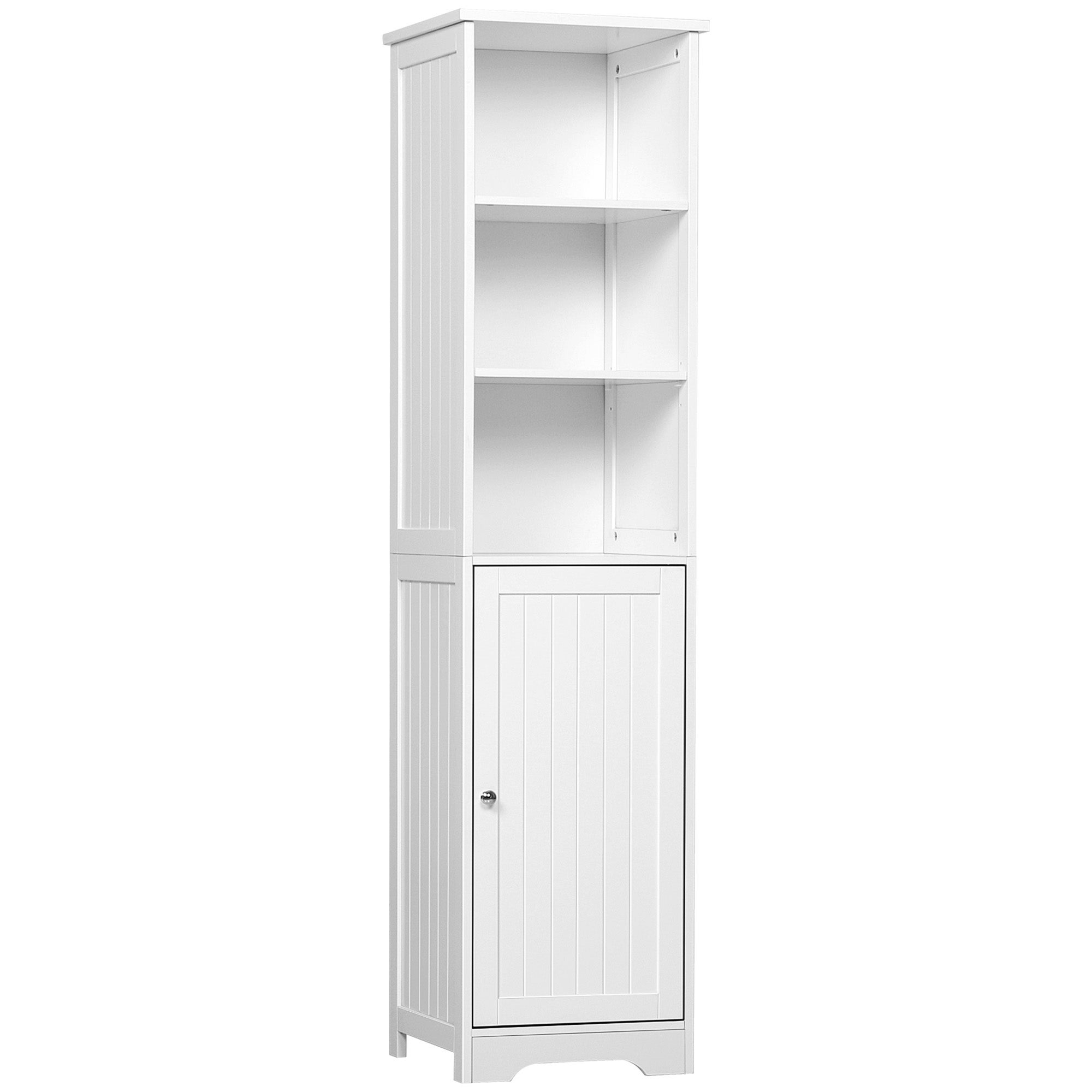 Leroy Merlin 5, Tier Bathroom Tall Cabinet, Bathroom Auxiliary Column With 3 Shelves, 1 Door And Adjustable Top, 40X38x160 Cm, White Blanco/Blanca 
