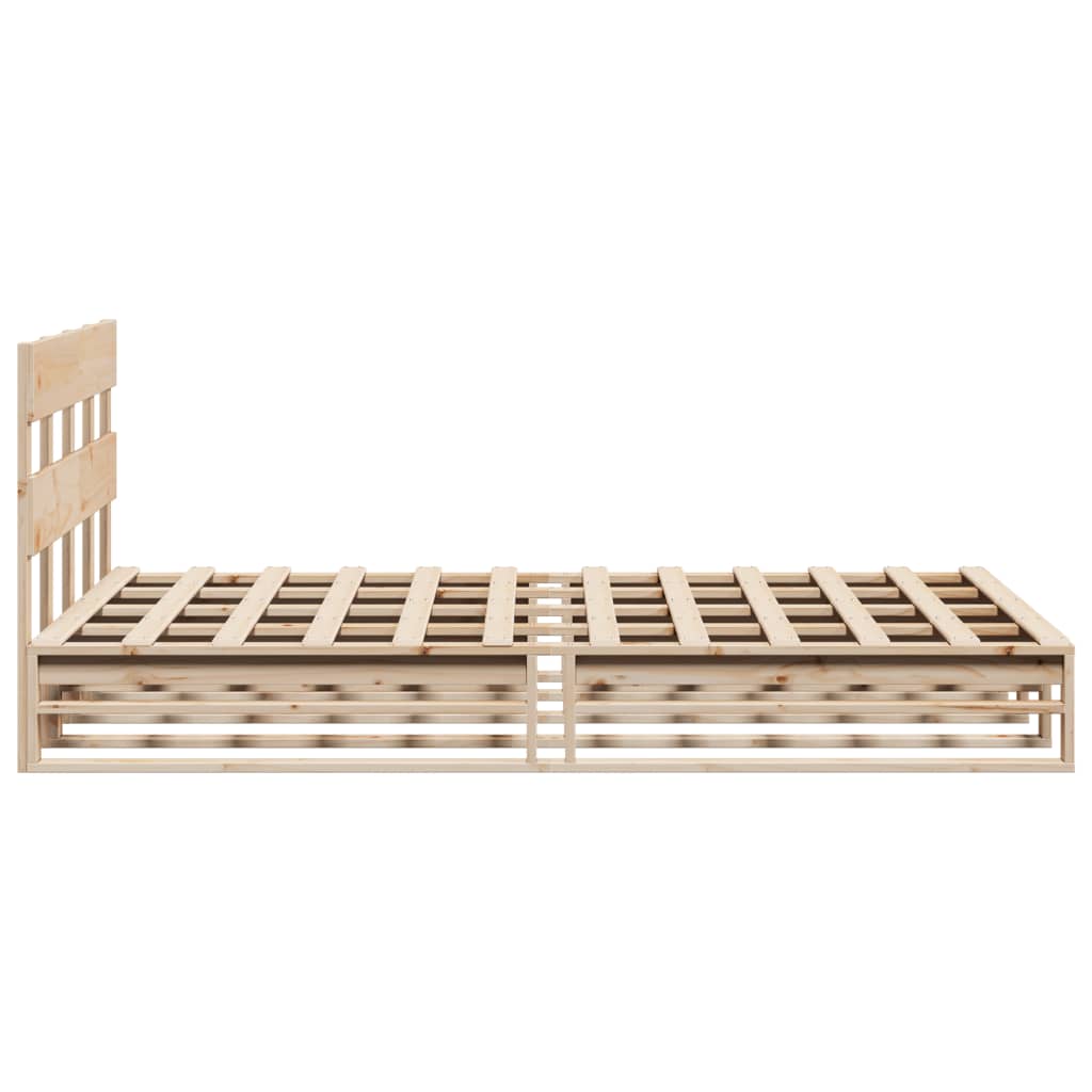 Cadre de lit sans matelas en bois de pin massif pour la chambre, 150 × 200 cm - 7