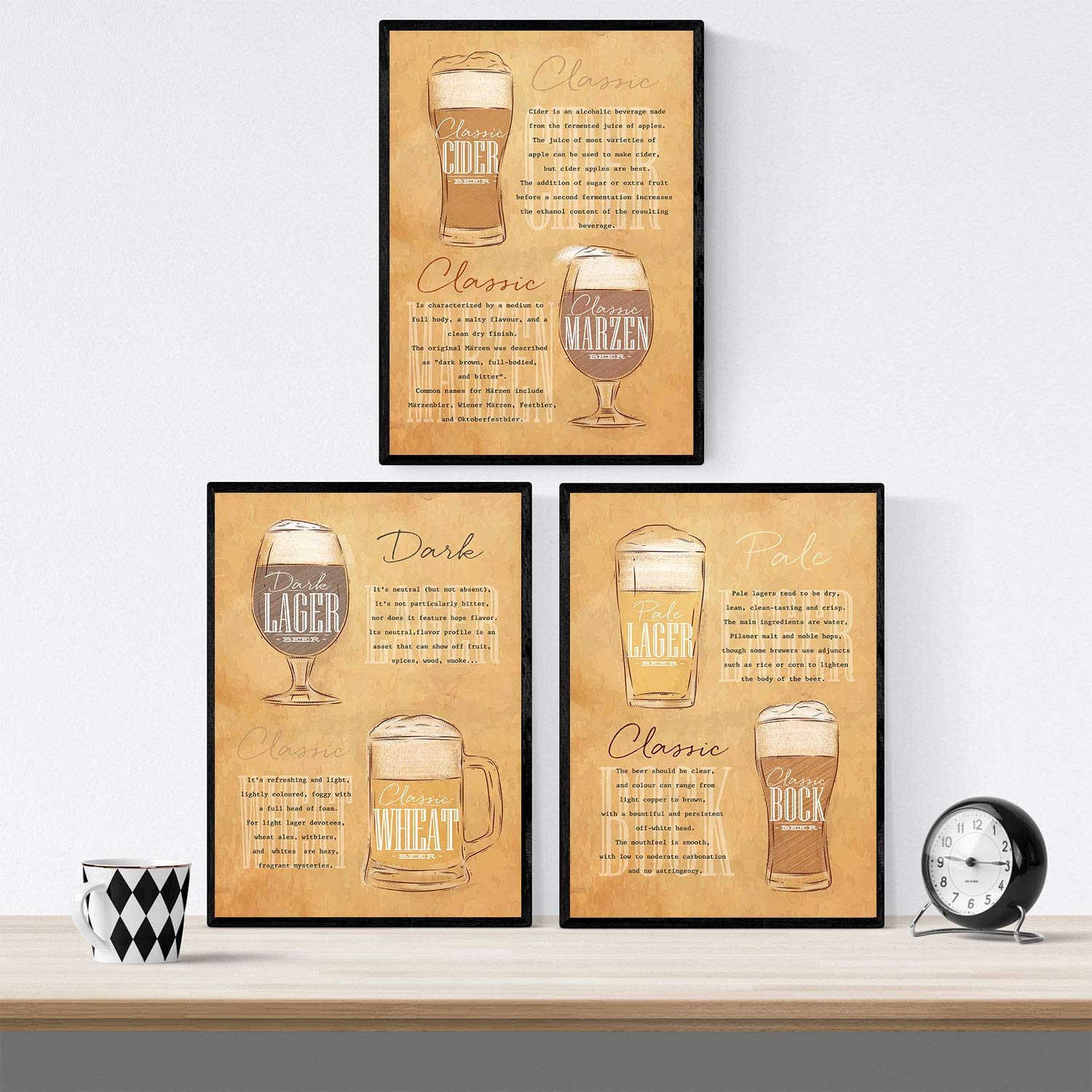 Poster Di Birre E Fogli Di Birre Alcool E Bar