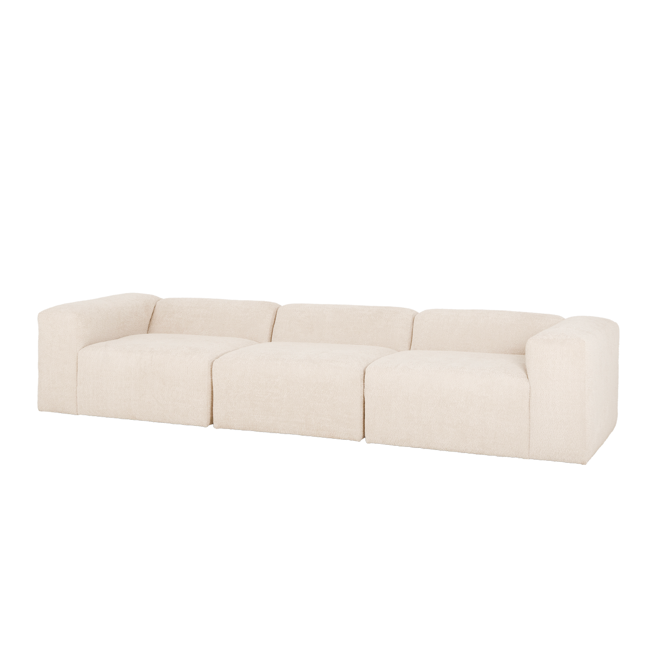 Berta - sofá de 5/6 plazas de 3 módulos de bouclé color blanco 330x70x110cm - decowood