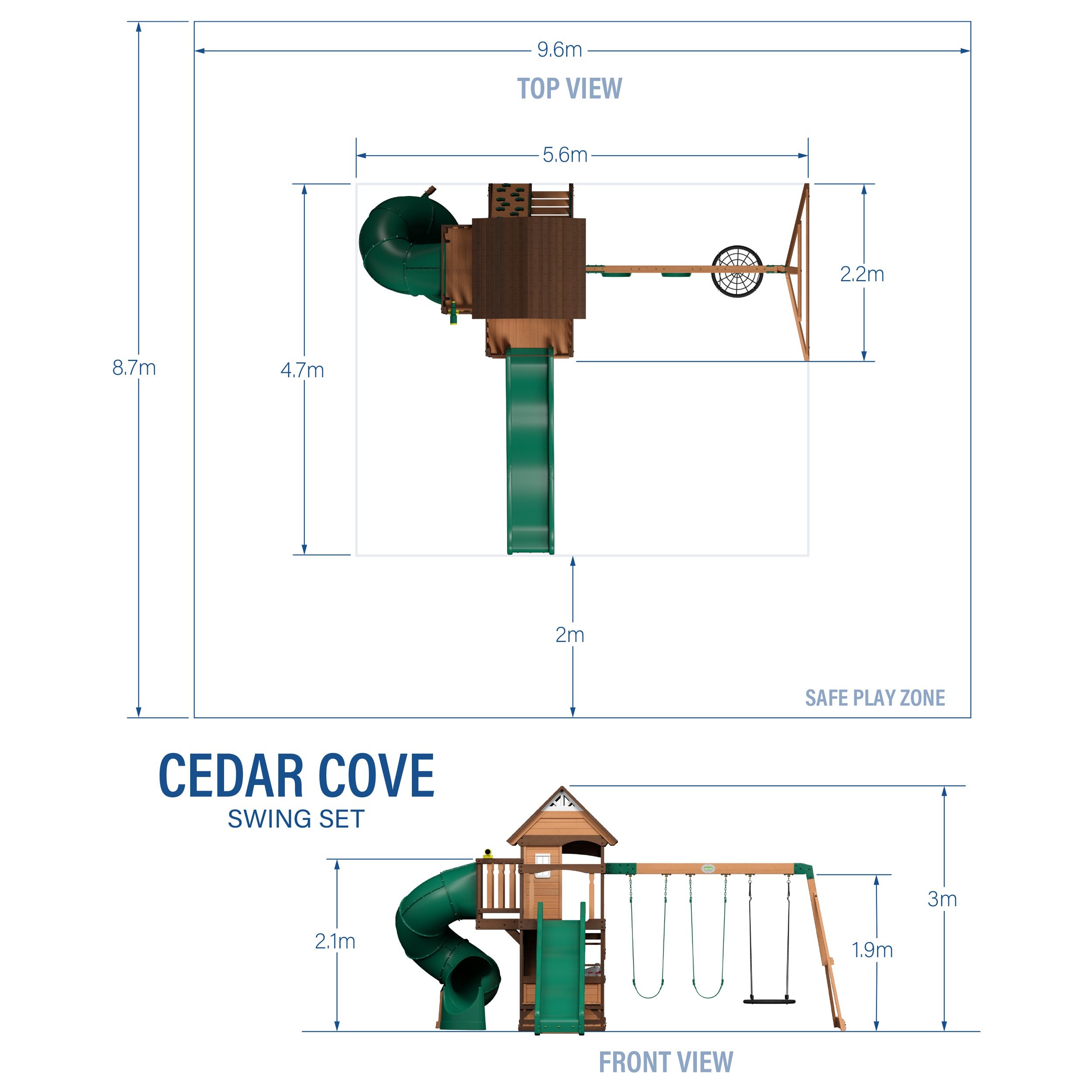 Maisonnette en bois de Cèdre / Cabane pour enfant avec Balançoires, Toboggan, Double Mur d'Escalade, Banc | Backyard Discovery Cedar - 3
