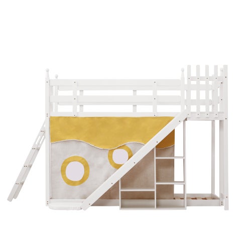 Wuudi Letto a castello con scala ad angolo retto, letto con