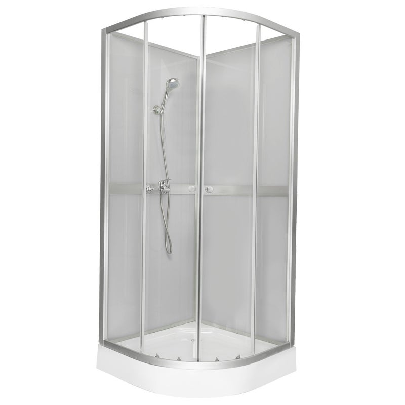 Kabina prysznicowa półokrągła Kerra Classic 80 GREY cm tylne szkło szare przednie transparentne profile satynowe KERRA