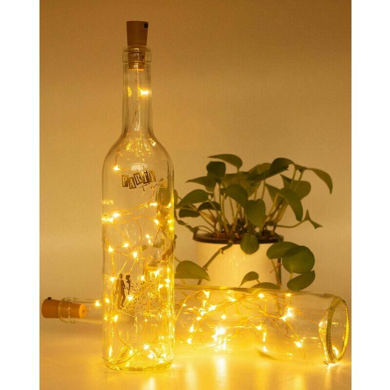 LED Bouteille Guirlande, 2m 20 LED Pour Bouteille [16 pièces] Guirlande Lumineuse Bouteille LED Lampe Bouteille étanche Fil d'argentFlexible - 4