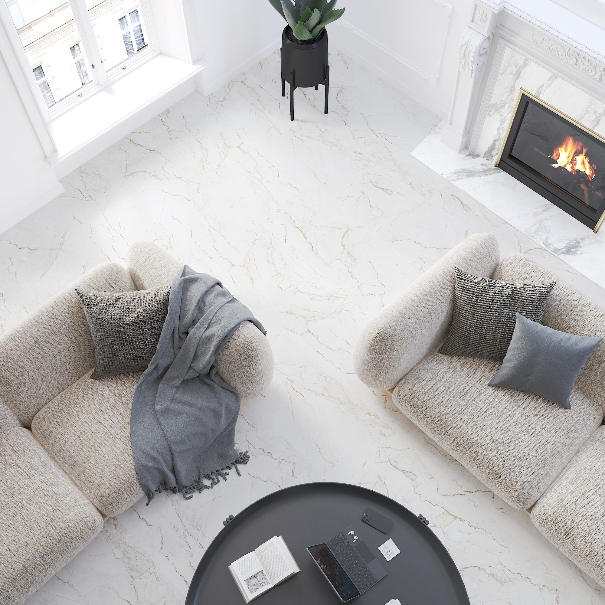Suelo vinílico click intenso ARTENS - BLUSH mármol blanco - 1,67 m²/ 4 Losetas - 7