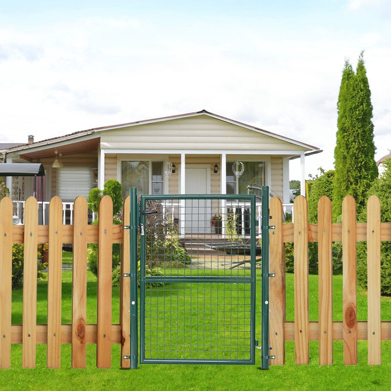 Portillon de Jardin Grillagé, en Acier Galvanisé, Clôture avec Serrure, Porte 150 x 100cm, Vert - 2