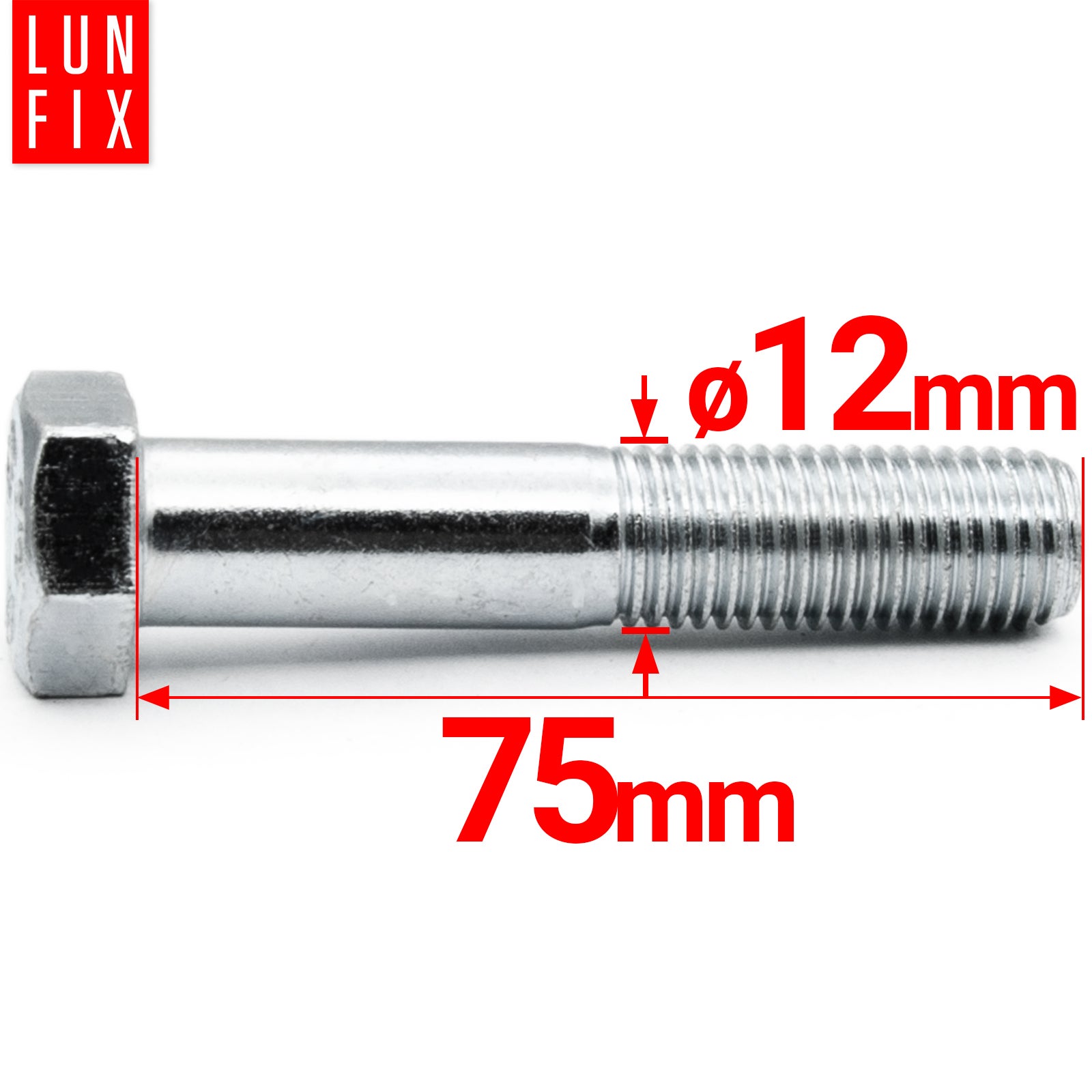 Śruba sześciokątna M12 75 mm DIN 931 kl. 8.8 1kg