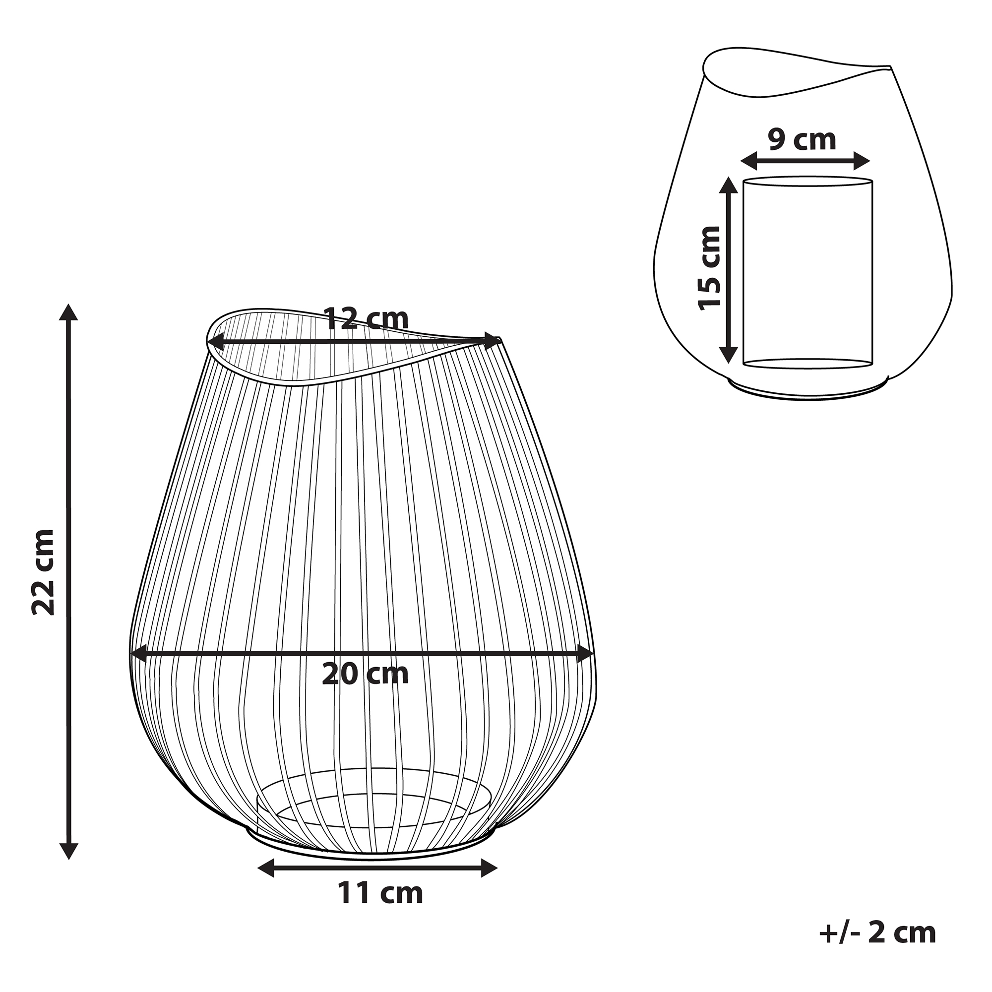 Lanterna THURSTON Metallo 22 cm Nero - 3