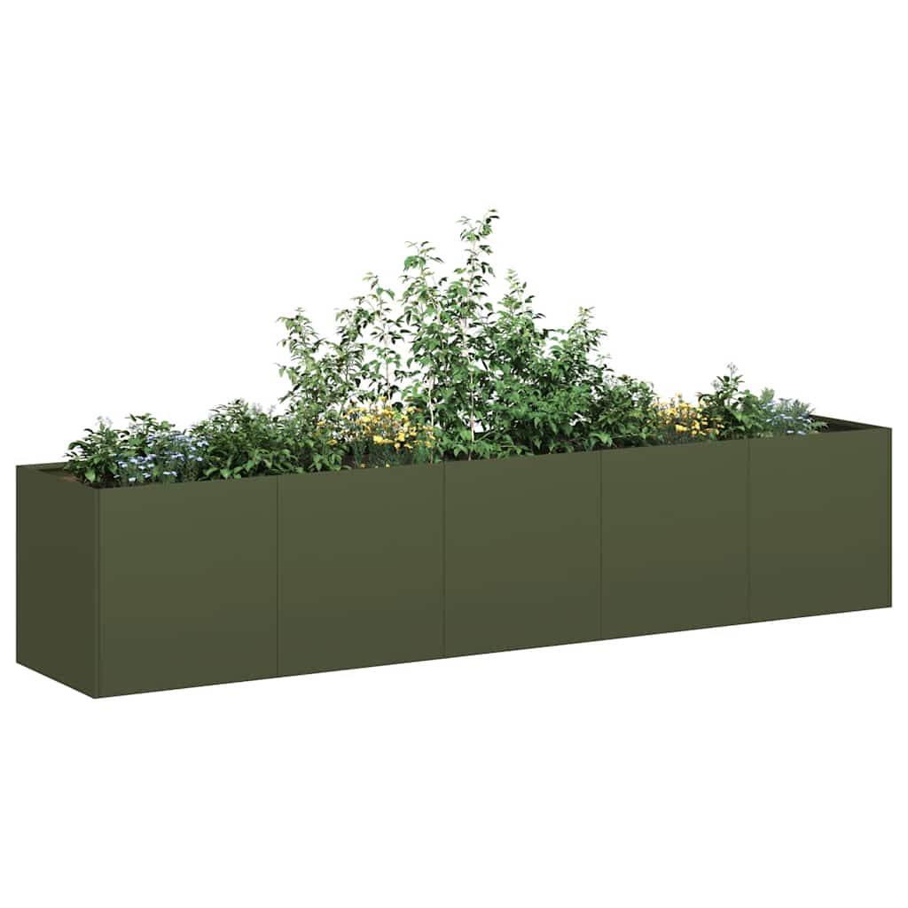 Jardinière，Pot de Fleurs vert olive 200x40x40 cm acier laminé à froid CFW301434 - 2