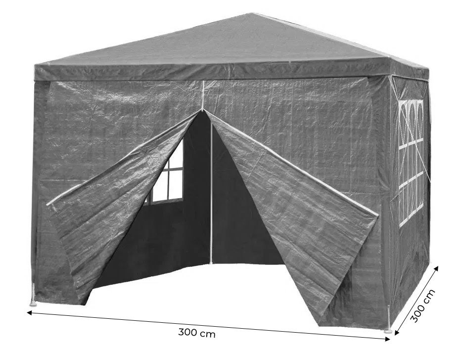 Namiot pawilon ogrodowy handlowy 3x3 m 4 ścianki szary MultiGarden - 5