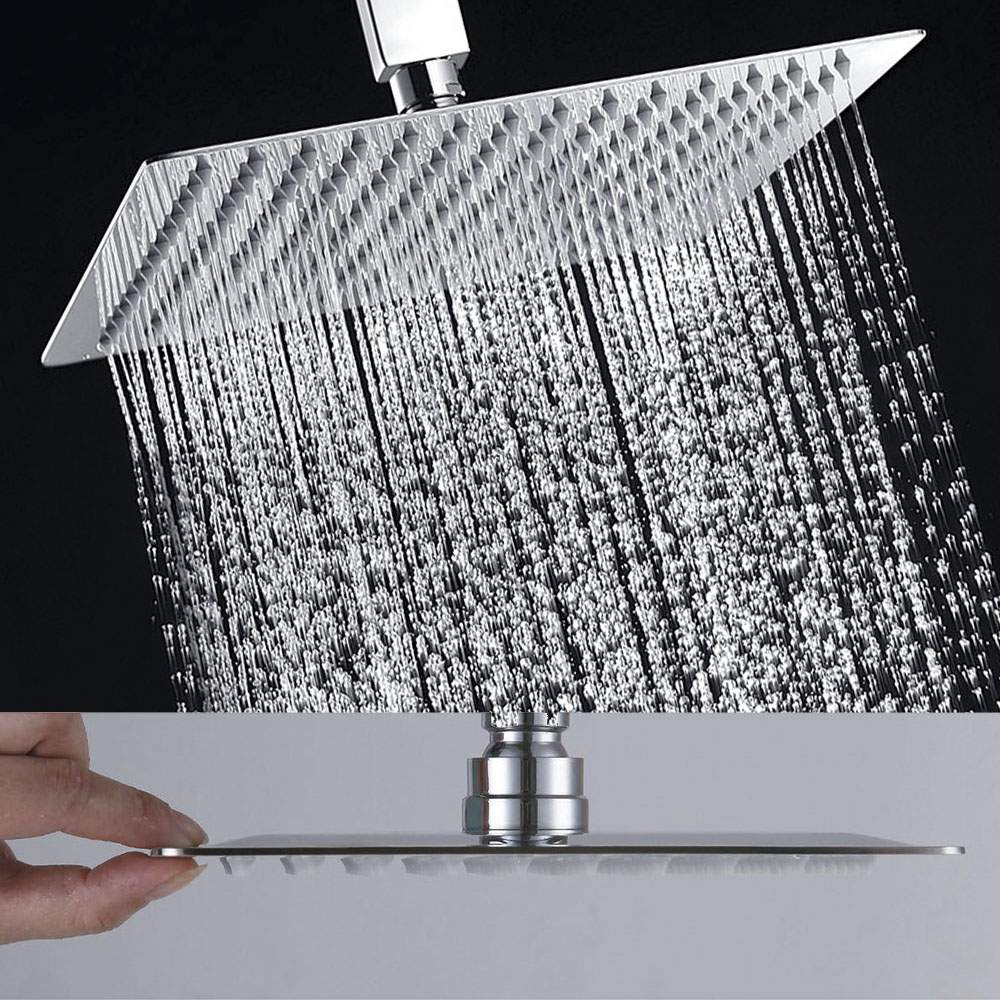 Pommeau De Douche Carré Pluie - 20x20 Cm - Acier Inoxydable - Haute Pression, économie D'eau - Anticalcaire