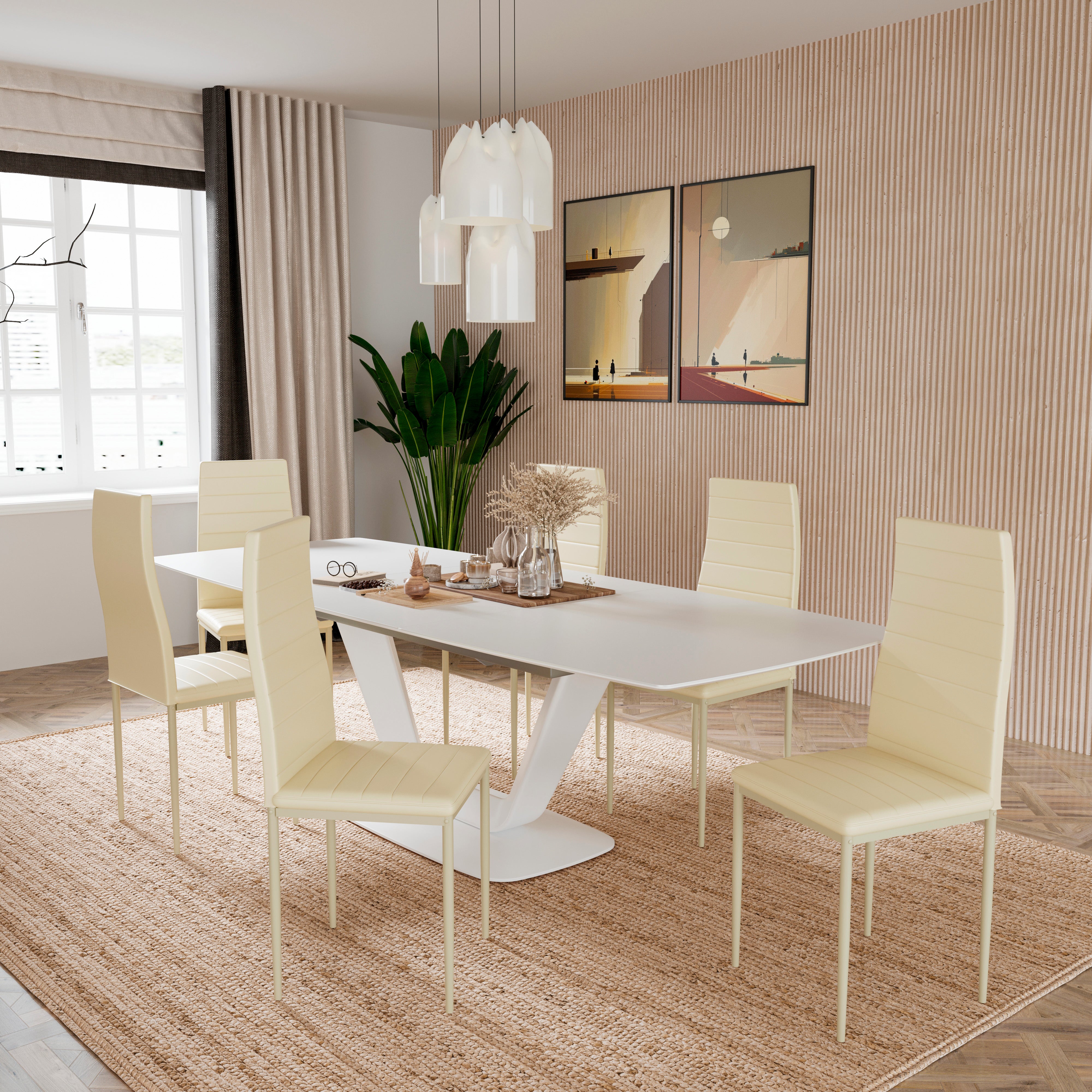 Set 4 Sedie Pergamino In Ecopelle Grigio Con Schienale Alto E Gambe In Acciaio - Design Elegante Per Sala Da Pranzo - 3