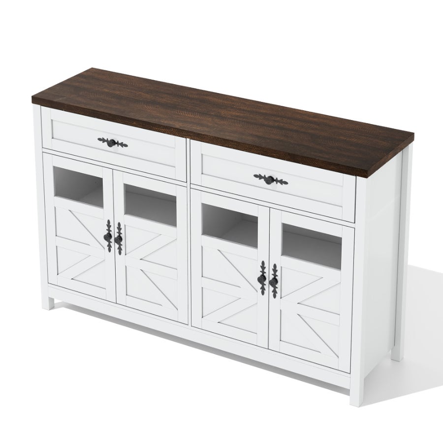 Credenza da 140 cm - 4 ante, 2 ampi cassetti, stile contemporaneo, mobile contenitore per sala da pranzo o cucina - 4