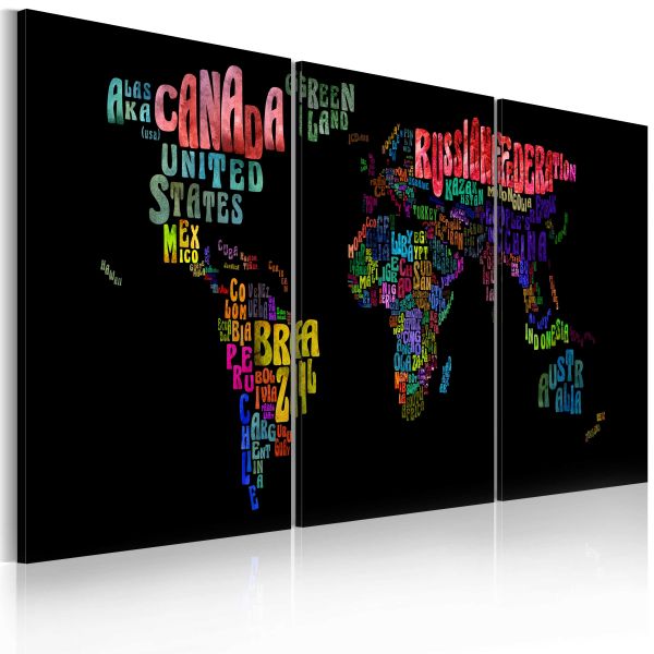 Tableau Cartes du monde Carte du monde - texte 120x60 cm | Leroy Merlin