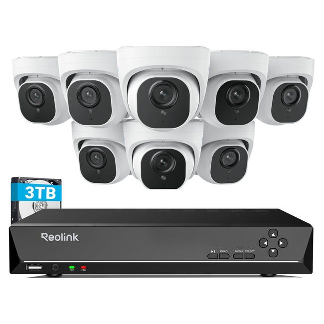 Camera 4to Kit de vidéosurveillance avec 16CH 4To PoE NVR et 8 caméra 4K PoE dôme ...