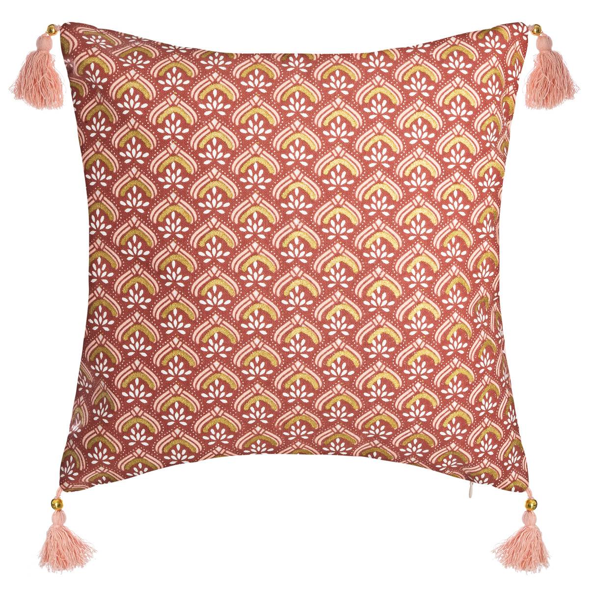 Funda de cojín hindú - rosa y oro - 40x40 cm - atmosphera créateur d'intérieur