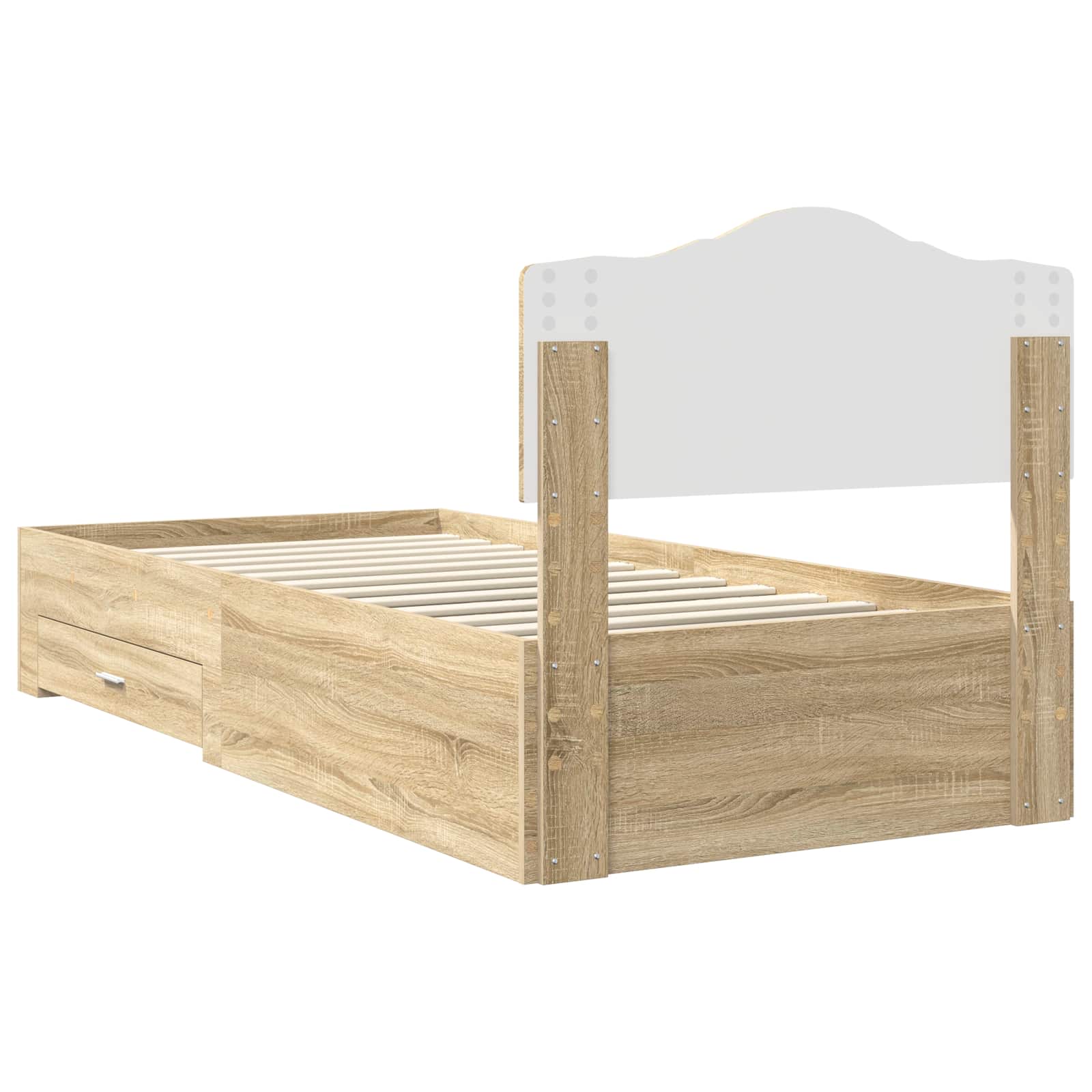 Cadre de lit chêne 70 x 190 cm panneau de bois - 9