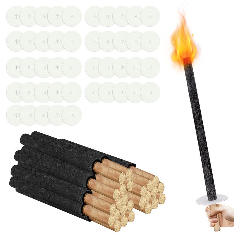 Latarka ogrodowa, lampa naftowa do użytku na zewnątrz, zestaw 50 sztuk, 42 cm, 45 min